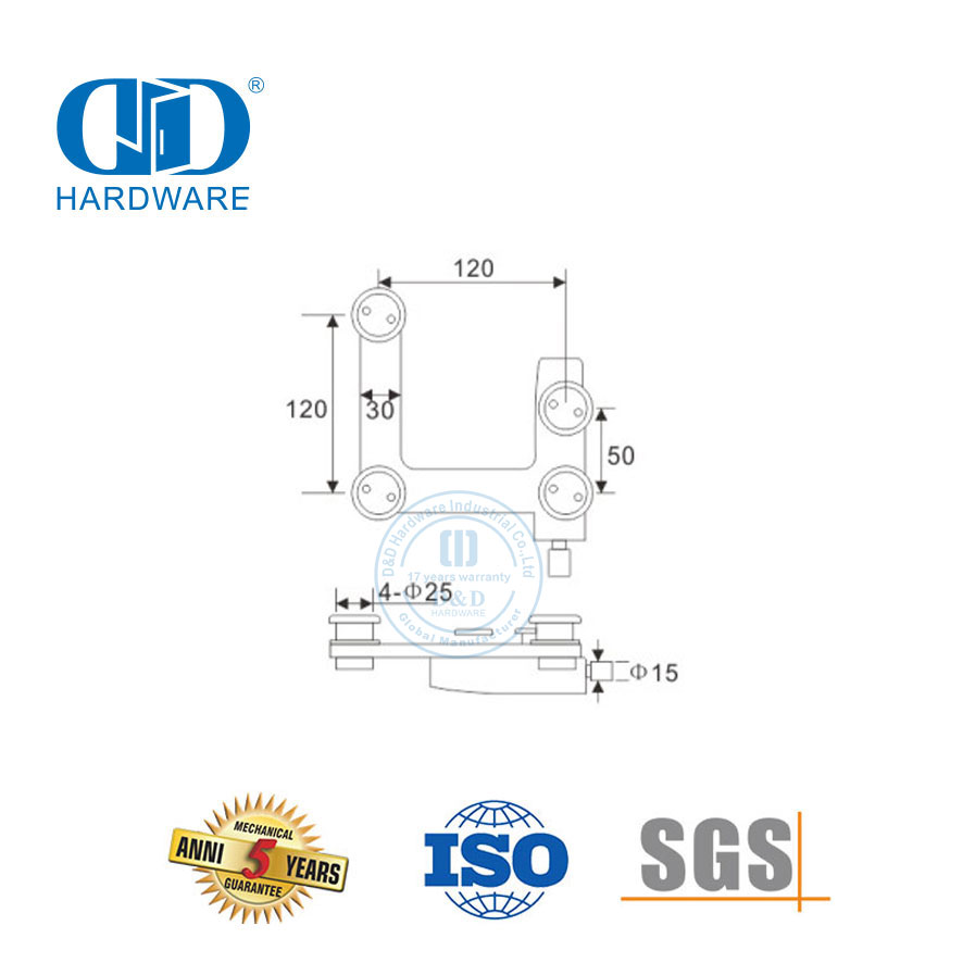 Stainless Steel Patch Fitting Pivot Fitting Konektor Lengkung Pivot Glass Fitting-DDGP007