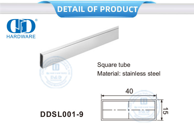 Perlengkapan Perangkat Keras Kaca Stainless Steel Perangkat Perabot Kamar Mandi Pintu Geser Tabung Persegi-DDSL001-9