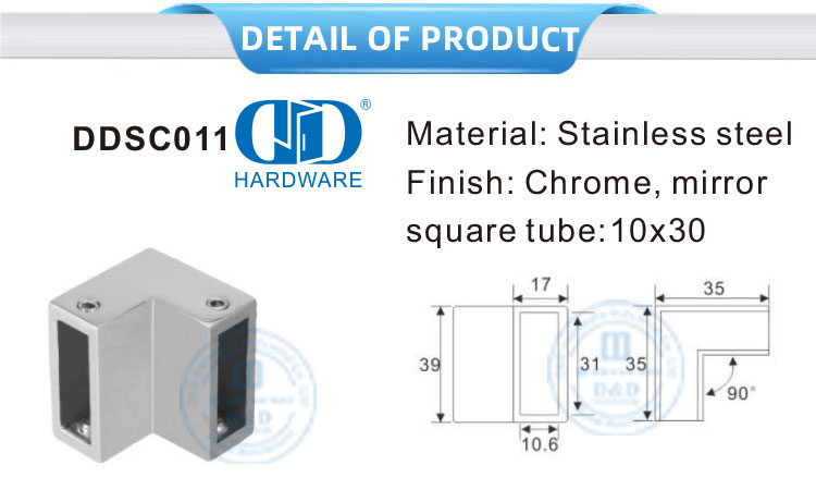 Stainless Steel Komersial Sistem Bilik Mandi Kaca Panel Braket Konektor Aksesoris Pintu Kaca-DDSC011
