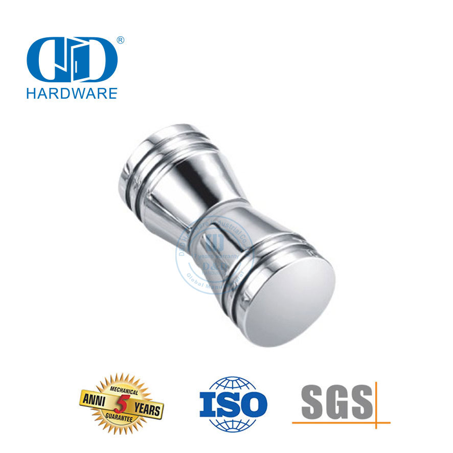 Perangkat Perabot Kuningan Padat Satu Sisi Kenop Pintu Kaca Kamar Mandi Kenop Kamar Mandi untuk Pintu Tanpa Bingkai-DDSK010