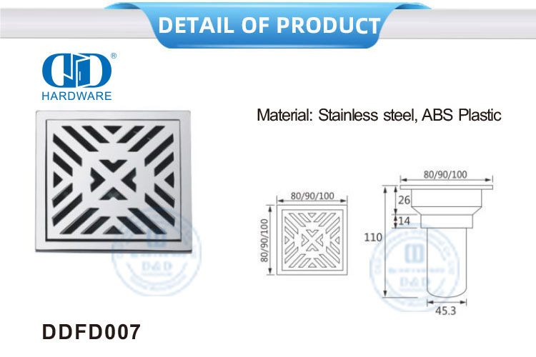 Produsen Cina Aksesori Furnitur Stainless Steel Saluran Lantai Dapur Saluran Mandi Kamar Mandi-DDFD007