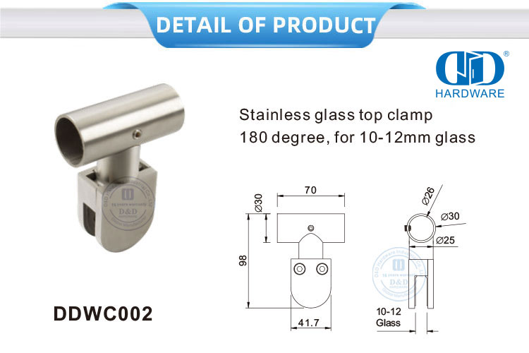 Konektor Sudut Dinding Kaca Stainless Steel Konektor Kaca Klip Sudut Tabung Penjepit Atas Kaca-DDWC003