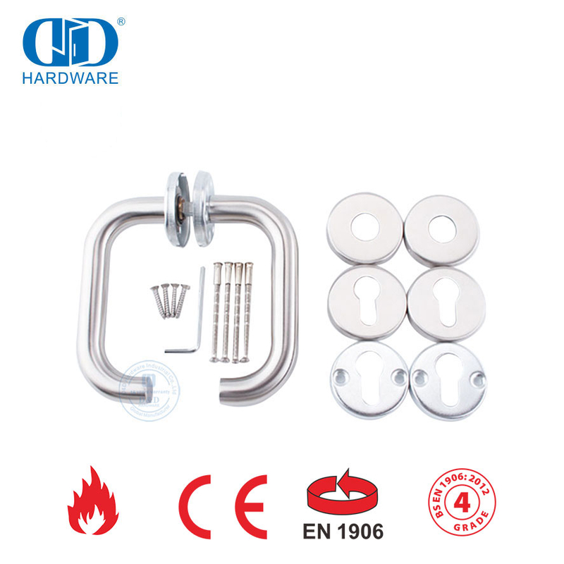 Satin Finish SUS 304 EN 1906 Gagang Pintu Logam Tuas Berongga-DDTH001-SSS