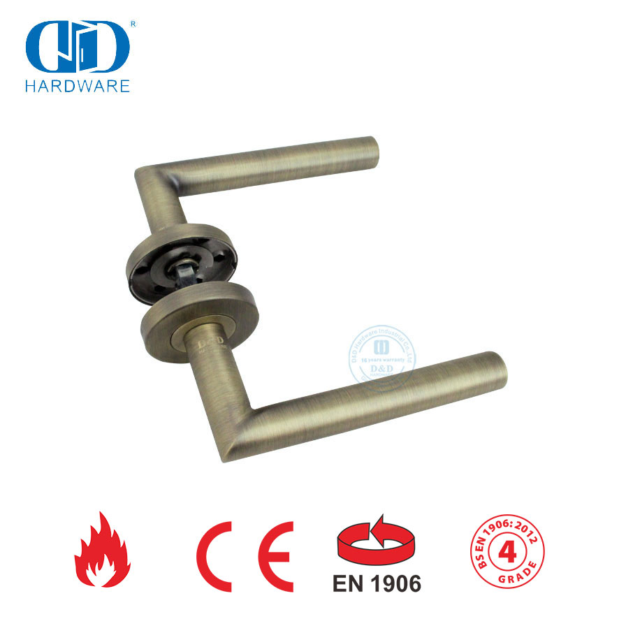 Sertifikasi EN 1906 Kuningan Antik Tipe Tuas Flush Pegangan Pintu Luar-DDTH003-AB