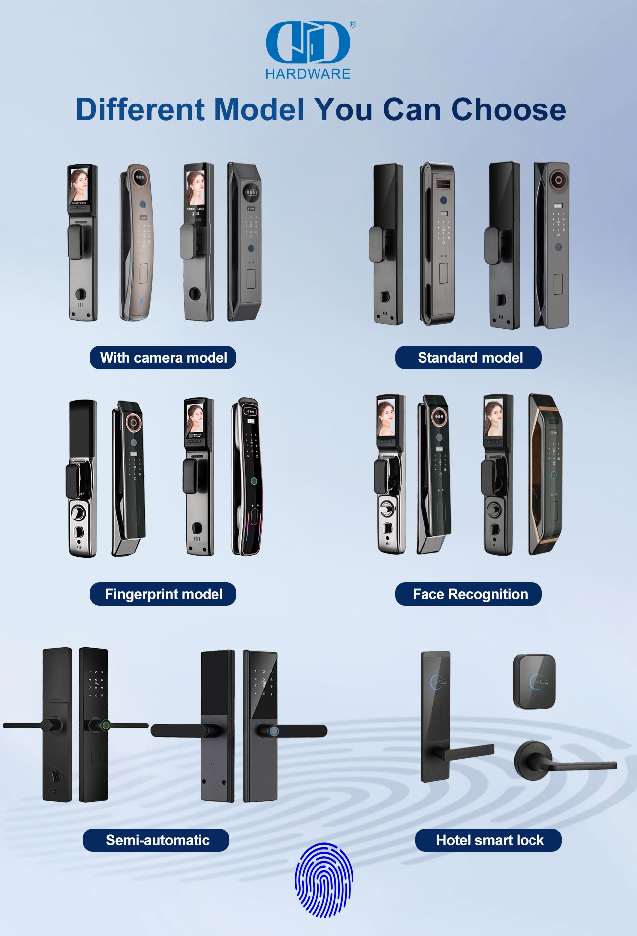 Pengenalan Wajah Tidak Terkunci Remote Control Kode Sandi Digital Vaildation Bel Pintu Logam Kunci Pintar -DDEL028