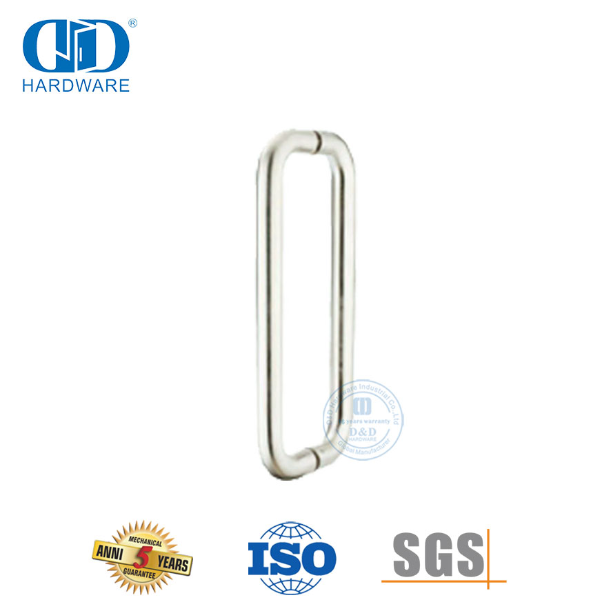 Kenop Pintu Kamar Mandi Kaca Baja Tahan Karat Tipe H Tabung Bundar Kualitas Tinggi Pegangan Pintu Kaca-DDPH007-SSS