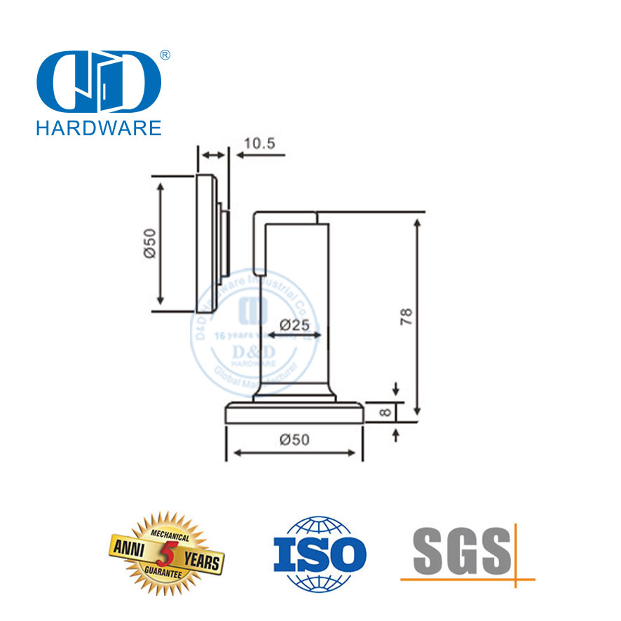Penahan Pintu Pelindung Dinding Magnetik Campuran Seng Kualitas Tinggi Penghenti Perangkat Keras Pintu Gantung-DDDS030