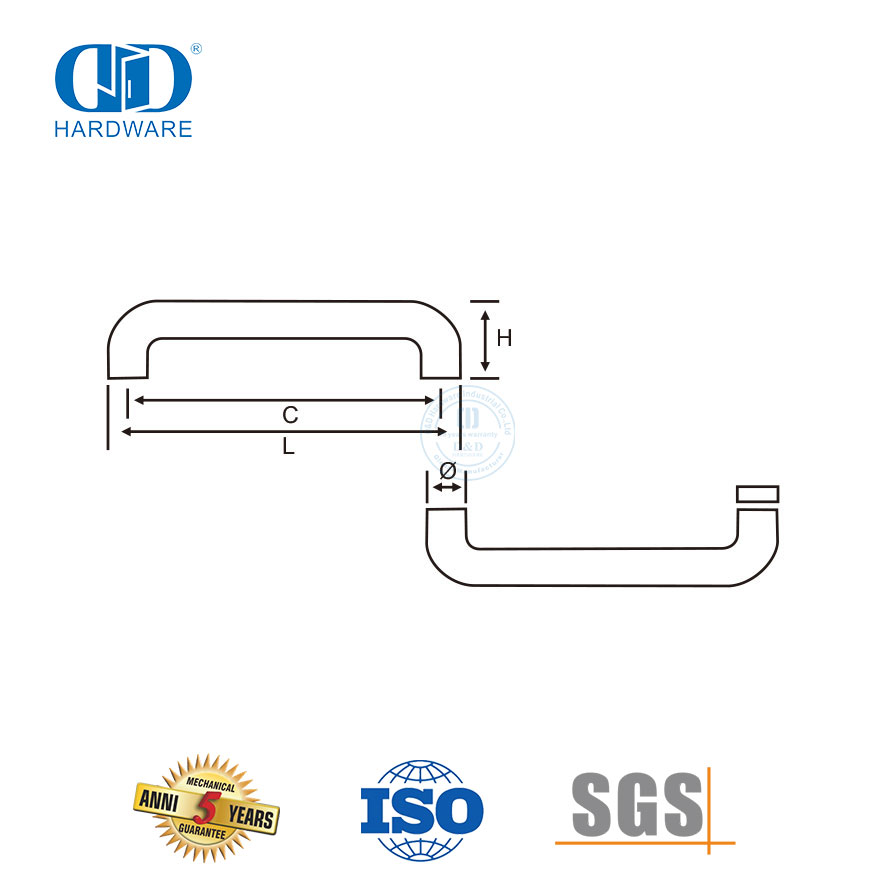  Perangkat Keras Furnitur Pas Pintu Kamar Mandi Gagang Tarik Baja Tahan Karat-DDPH018