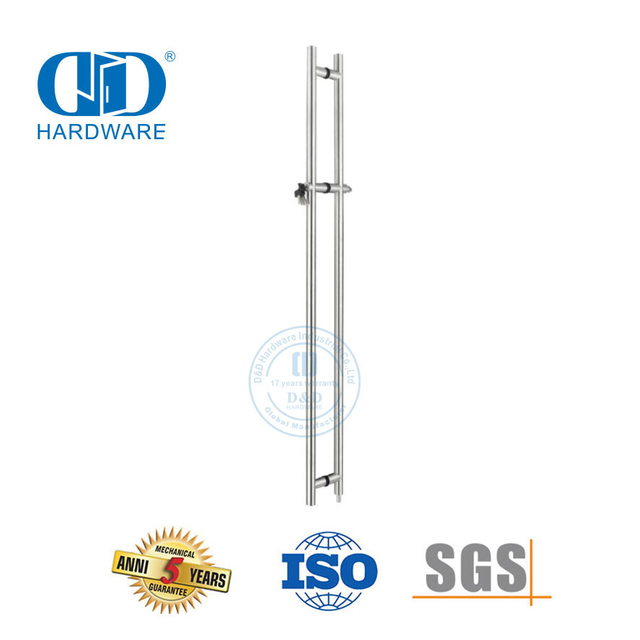 Aksesoris Pintu Kaca Depan Kantor Stainless Steel Pegangan Tarik Pintu Kaca Tabung Bulat dengan Kunci-DDPH040