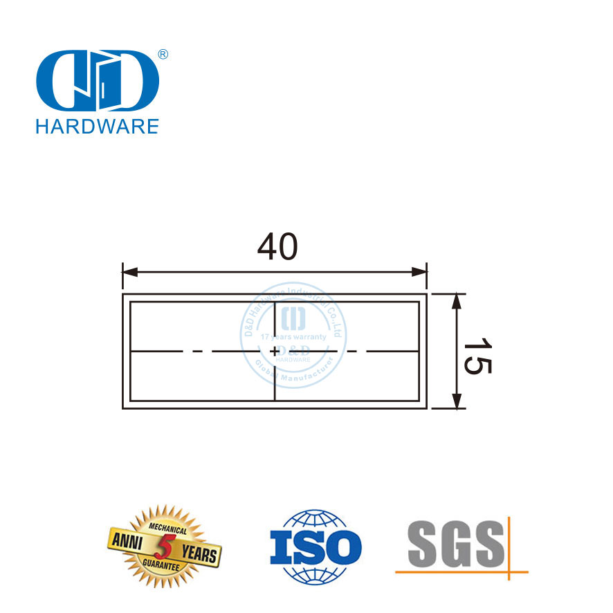 Perlengkapan Perangkat Keras Kaca Stainless Steel Perangkat Perabot Kamar Mandi Pintu Geser Tabung Persegi-DDSL001-9