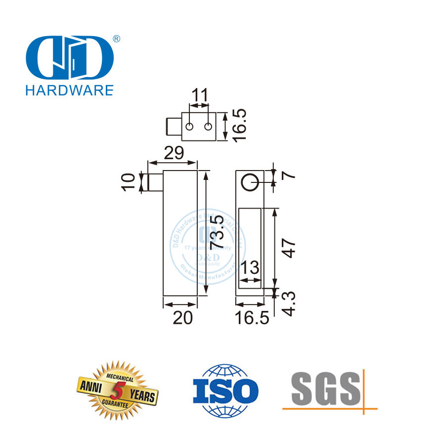 Aksesoris Perabot Stainless Steel Pintu Geser Kaca Hardware Arrester-DDSL001-5