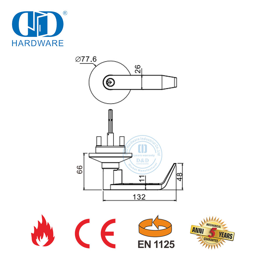 Haevy Duty Stainless Steel CE Tahan Api Panic Bar Tuas Luar Trim Perangkat Kunci Panik untuk Darurat Pintu Logam Kayu-DDPD012-B-CE