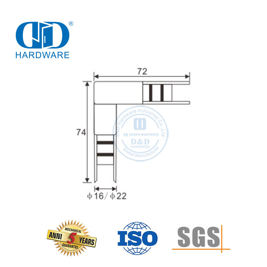 Tube Corner Masukkan Aksesoris Kaca Stainless Steel Pintu Hardware Pemasangan Pintu Kaca Untuk Kamar Mandi Toilet-DDGS130