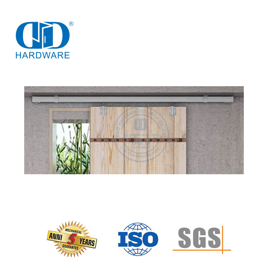 Perangkat Keras Pintu Gudang Lipat Dua Baja Tahan Karat Kit Jalur Perangkat Keras Pintu Gudang Geser Ganda untuk Pintu Tugas Berat-DDBD038