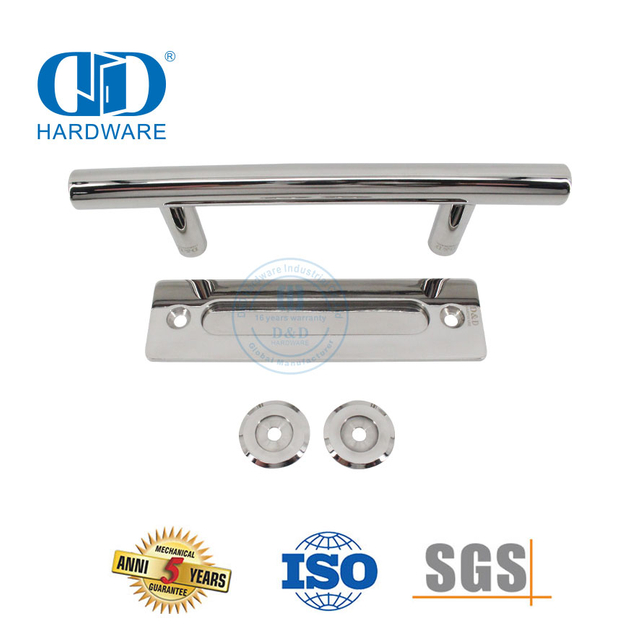 Set Gagang Pintu Gudang Dipoles Pintu Geser Balkon Baja Tahan Karat Set Pegangan Pintu Dua Sisi-DDBD102 PSS