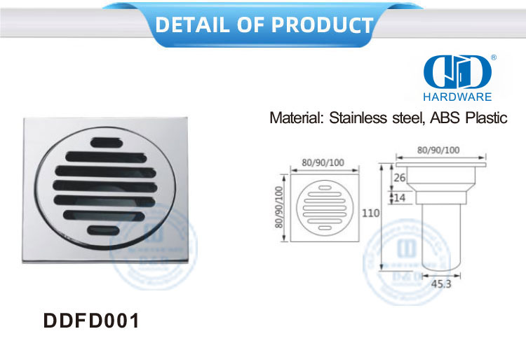 Stainless Steel Plastik Sqaure Tipe Linear Shower Drain Kamar Mandi Hardware Floor Drain Untuk Kamar Mandi-DDFD001