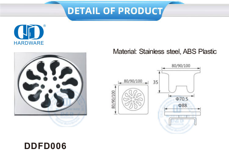 Kualitas Tinggi Stainless Steel Sanitary Floor Drain Square Floor Drain Kamar Mandi Hardware-DDFD006