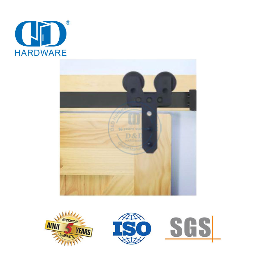Stainless Steel Mudah Menginstal Sliding Barn Pintu Kayu Rel Track Roller Peralatan Kit Pintu Gudang Hardware-DDBD008