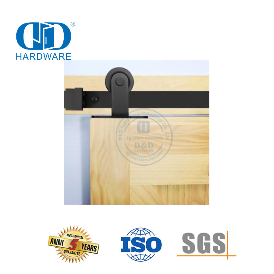 Pintu Kayu Tunggal Ganda Karbon Modern Rel Pintu Gudang Perangkat Keras Baja Hitam Track Pintu Kayu Gudang Hardware-DDBD002