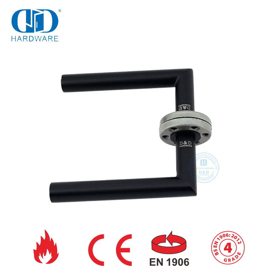 Aksesori Kunci Pintu Tanggam EN 1906 Gagang Pintu Masuk Hitam Matt-DDTH003-MB