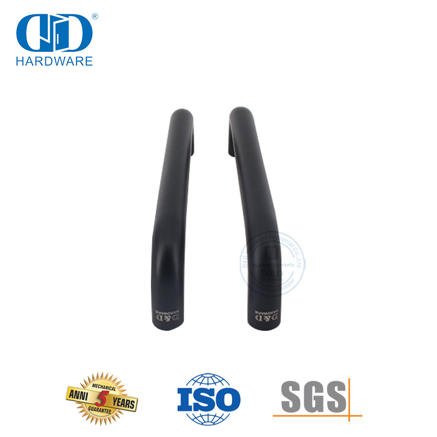 Matte Black Finish Aksesori Perangkat Keras Pintu Kaca Modern Pegangan Pipa Bulat Kamar Mandi -DDPH007-MB