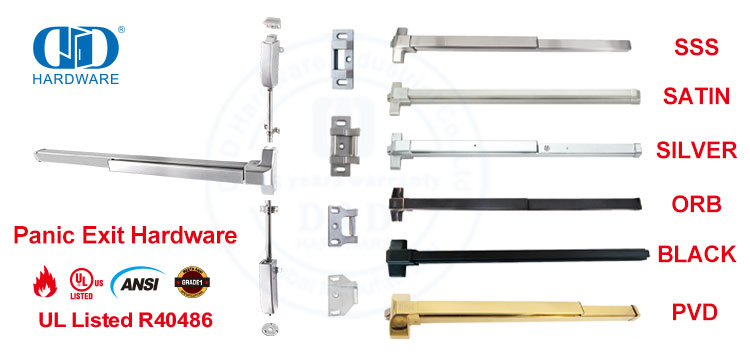 Stainless Steel CE Tahan Api Pintu Keluar Bar Panik Exit Lock Lever Trim dengan Kunci untuk Hotel Sekolah Door-DDPD012-CE