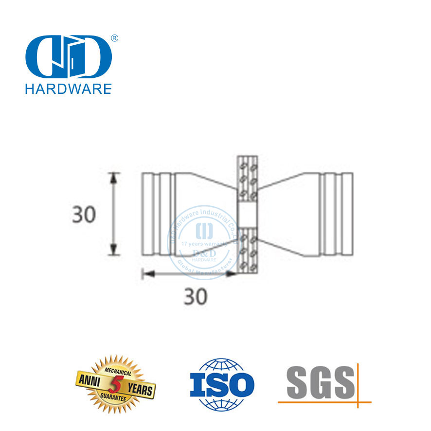 Perangkat Perabot Kuningan Padat Satu Sisi Kenop Pintu Kaca Kamar Mandi Kenop Kamar Mandi untuk Pintu Tanpa Bingkai-DDSK010