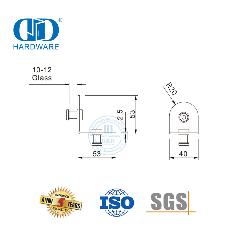 Stainless Steel Toilet Aksesoris Shower Engsel Konektor Kaca Dinding Sudut Klip Fitting Connector-DDWC001