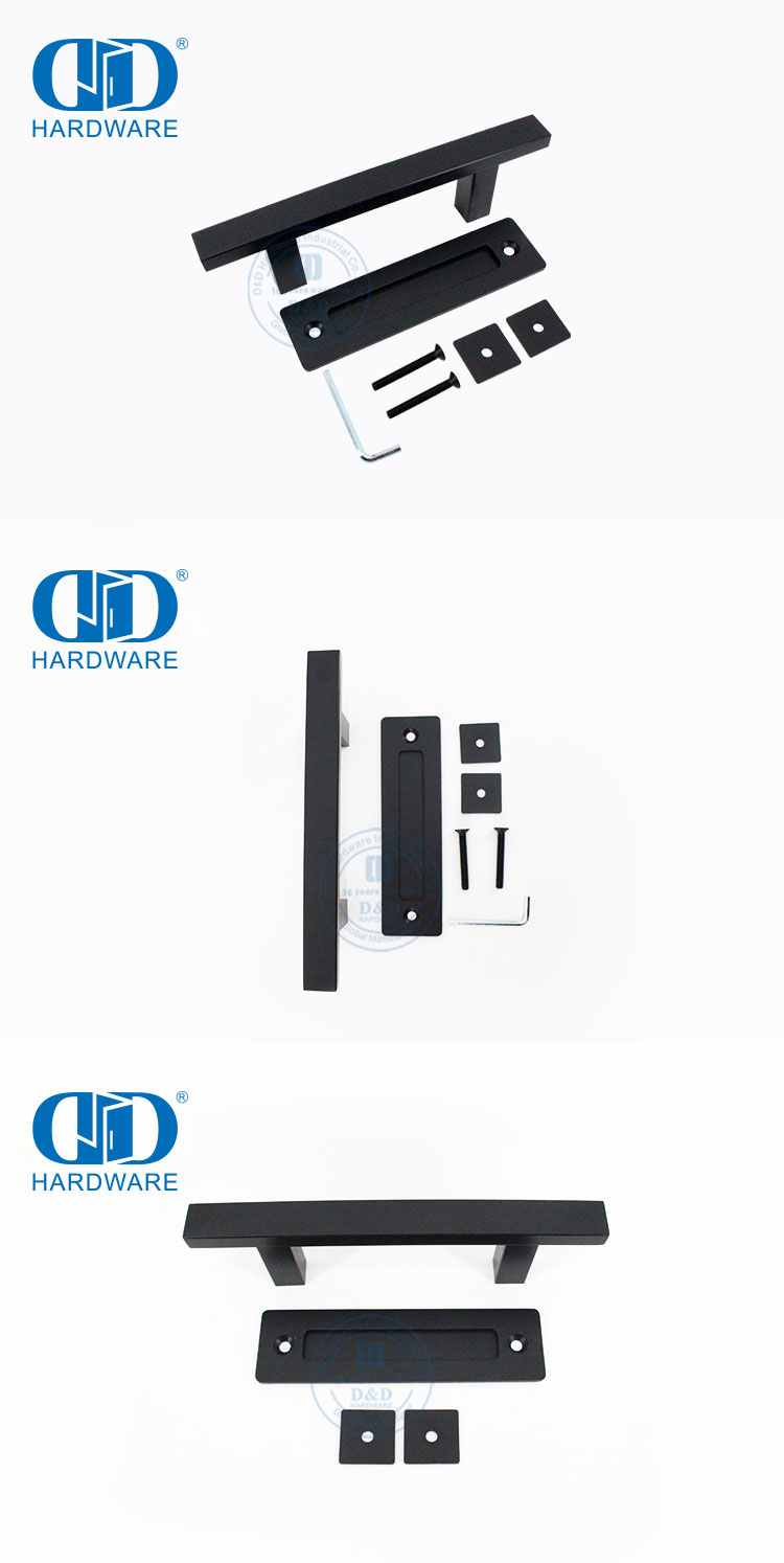 Produsen Cina Stainless Steel Matt Black Kitchen Sliding Barn Door Handle Set Pegangan Pintu Dua Sisi-DDBD103 Hitam