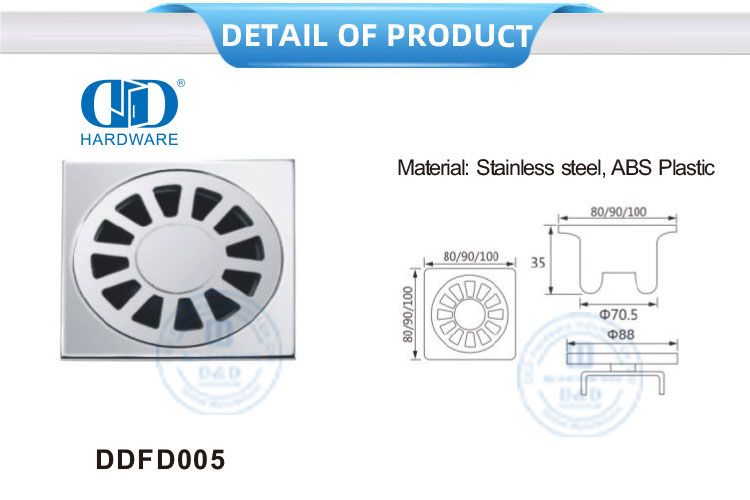 Stainless Steel Tipe Persegi Kamar Mandi Shower Drain Kamar Mandi Toilet Fit Floor Drain-DDFD005