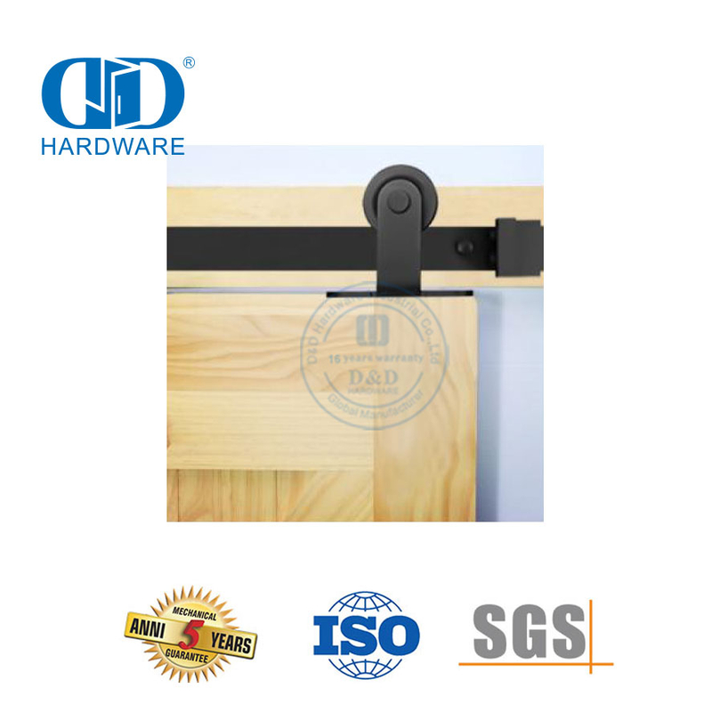 Pintu Kayu Tunggal Ganda Karbon Modern Rel Pintu Gudang Perangkat Keras Baja Hitam Track Pintu Kayu Gudang Hardware-DDBD002