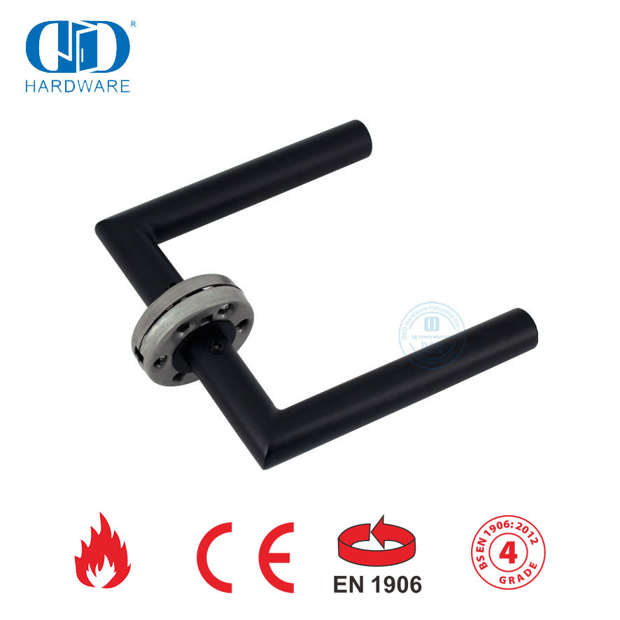 Aksesori Kunci Pintu Tanggam EN 1906 Gagang Pintu Masuk Hitam Matt-DDTH003-MB