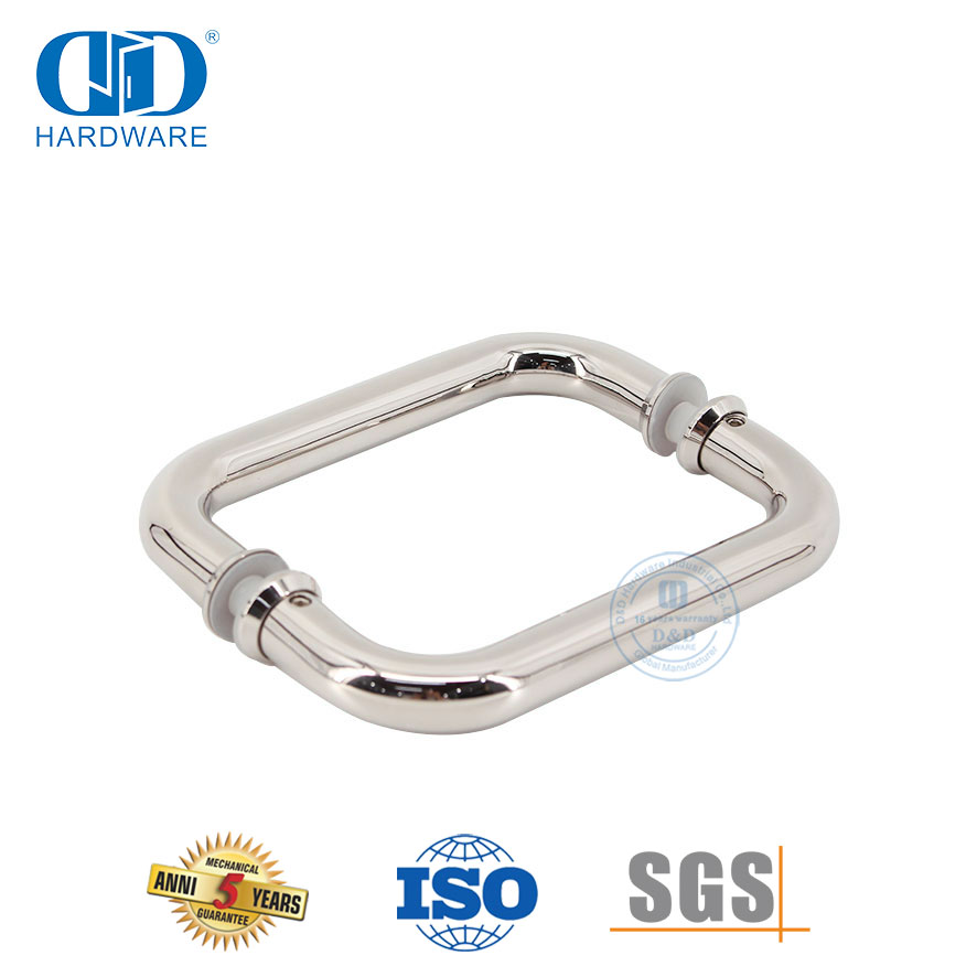 Kenop Pintu Kamar Mandi Stainless Steel Tabung Bulat Krom Dipoles Pegangan Pintu Kaca-DDPH007-PSS
