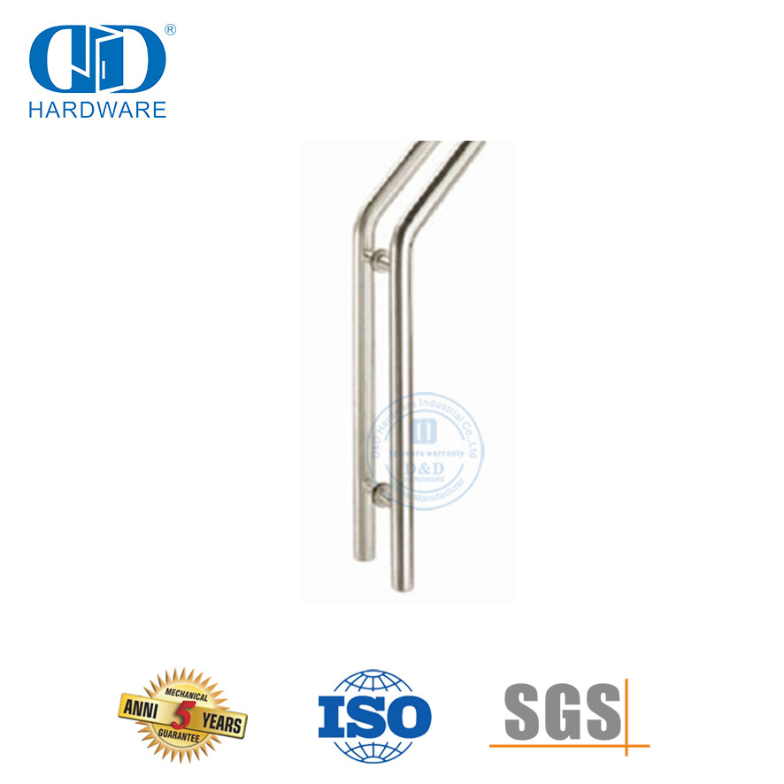 Aksesori Perangkat Keras Kamar Mandi Gagang Tarik Pasangan Tabung Stainless Steel untuk Pintu Kaca-DDPH009