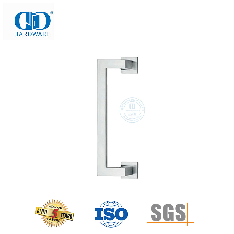 Gagang Pintu Tarik Dan Dorong 304 Stainless Steel Satu Sisi Persegi untuk Pintu Kaca Kantor-DDPH036