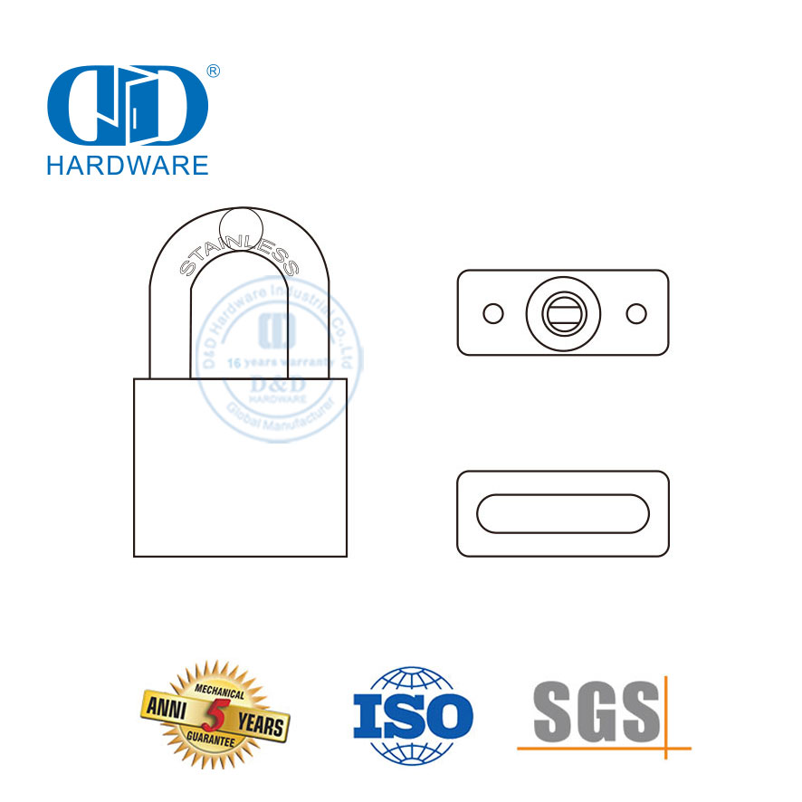 Anti-pencurian SUS304 Koper Perangkat Keras Komersial Tidak Dapat Dipotong Tahan Air Portabel Kamar Tidur Luar Ruangan Gembok Kunci-DDPL001-35mm