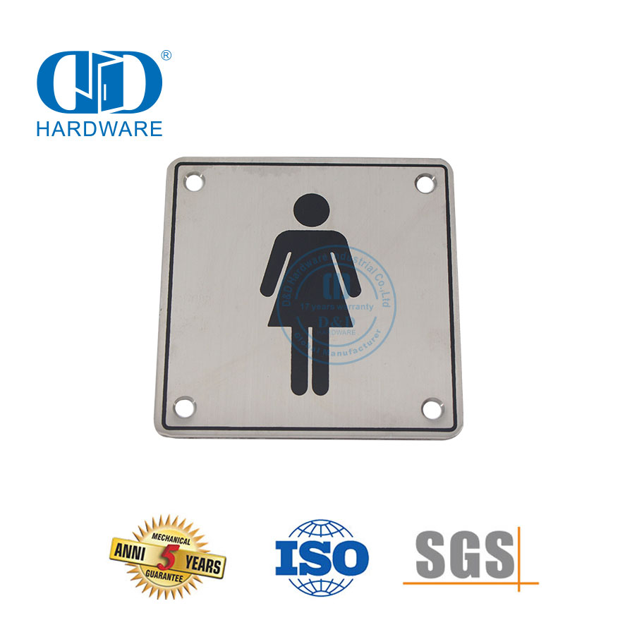 Simbol Tanda Kamar Mandi Baja Tahan Karat Pelat Tanda Wanita Kamar Mandi Pelat Tanda Pintu Toilet Kamar Mandi-DDSP002