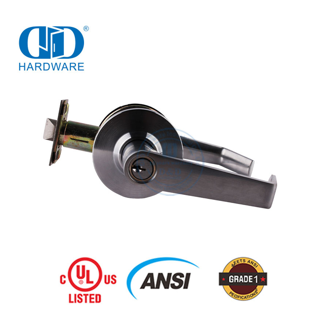 Barang Besi Yang Sangat Baik Keamanan Tinggi Daftar ANSI UL Kunci Dapat Dikunci Tubular Anti-kerusakan Tahan Api untuk Pintu Eksterior Interior Lockset-DDLK011