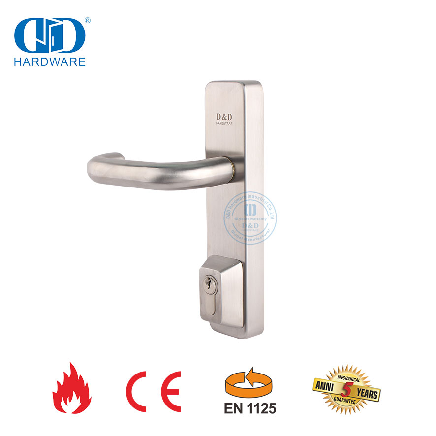 Escutcheon Lever Trim Stainless Steel CE UL Terdaftar Perangkat Keluar Panik Tahan Api Pintu Keluar Panic Bar Untuk Pintu Logam Darurat Komersial-DDPD015-CE