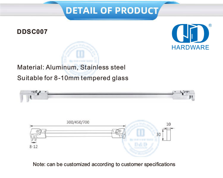 Stainless Steel Komersial Sistem Bilik Mandi Kaca Aksesoris Pintu Panel Pembagi Mandi-DDSC007