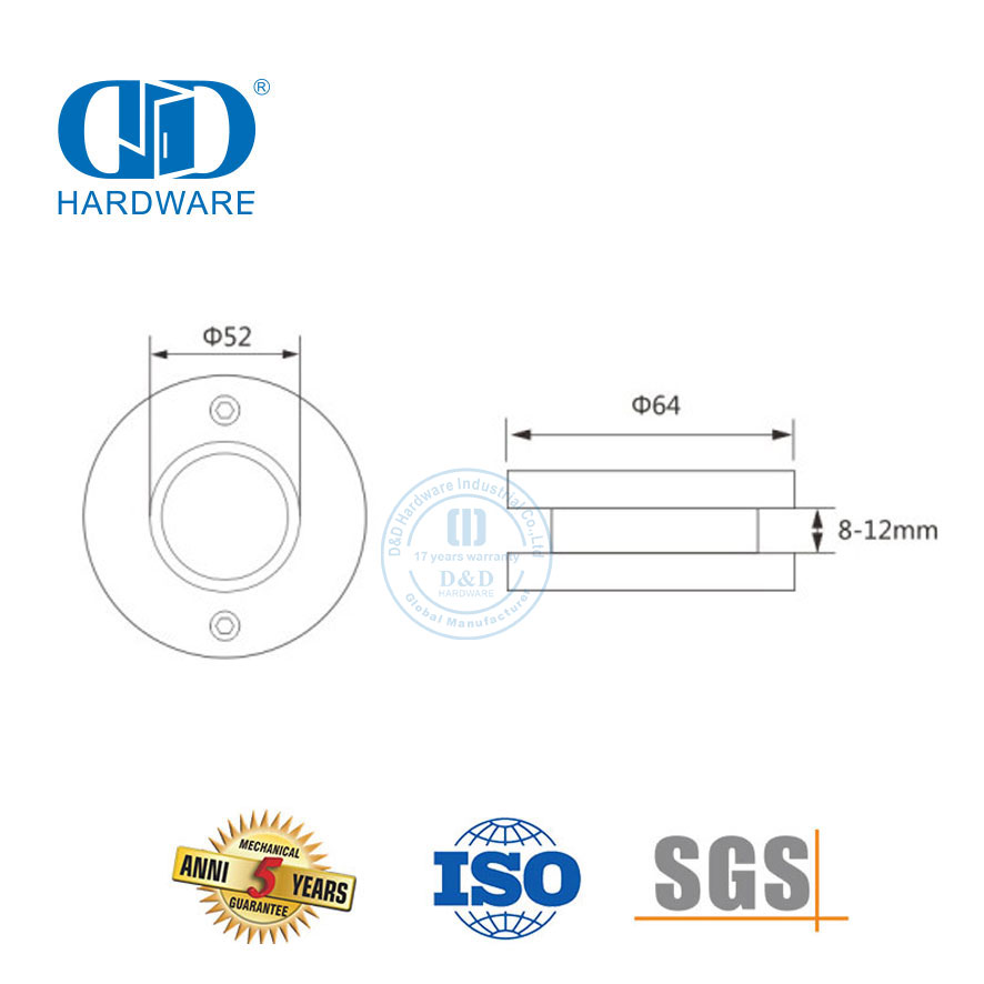 Aksesoris Perabot Stainless Steel Tipe Bulat Pegangan Pintu Geser Kaca-DDSK018