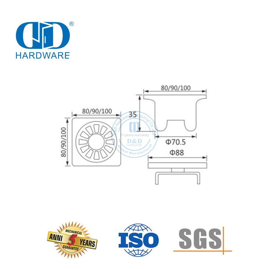 Stainless Steel Tipe Persegi Kamar Mandi Shower Drain Kamar Mandi Toilet Fit Floor Drain-DDFD005
