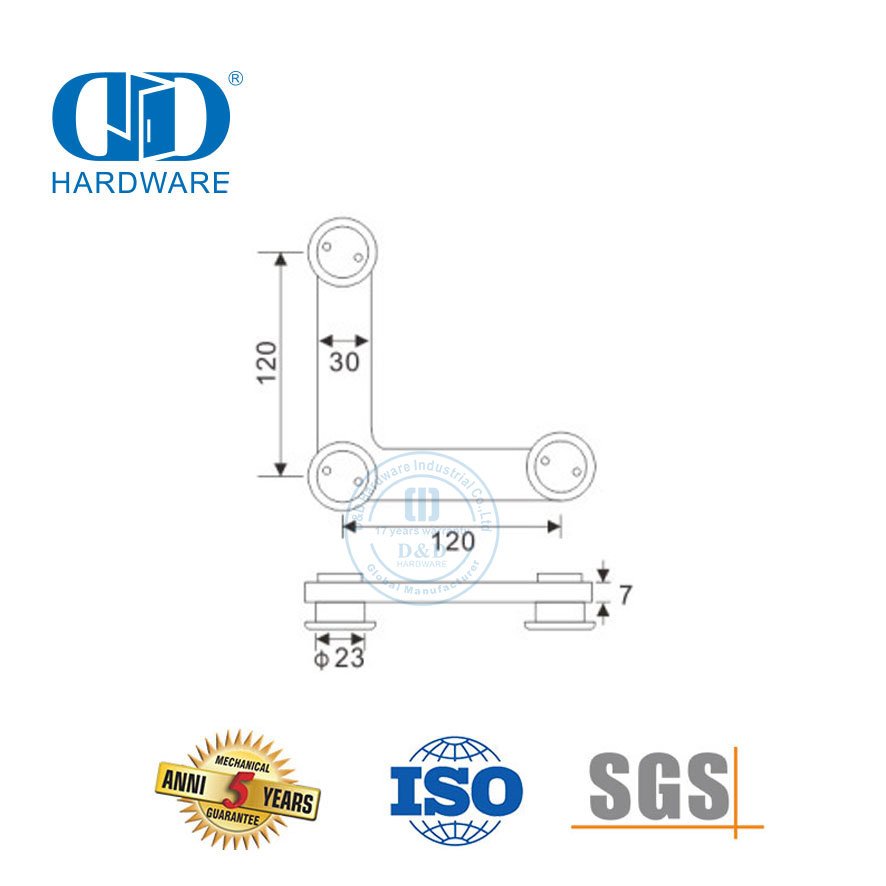 Panel Samping Stainless Steel Di Atas Panel Pivot Kaca Perangkat Keras Pintu Kaca Pivot-DDGP014