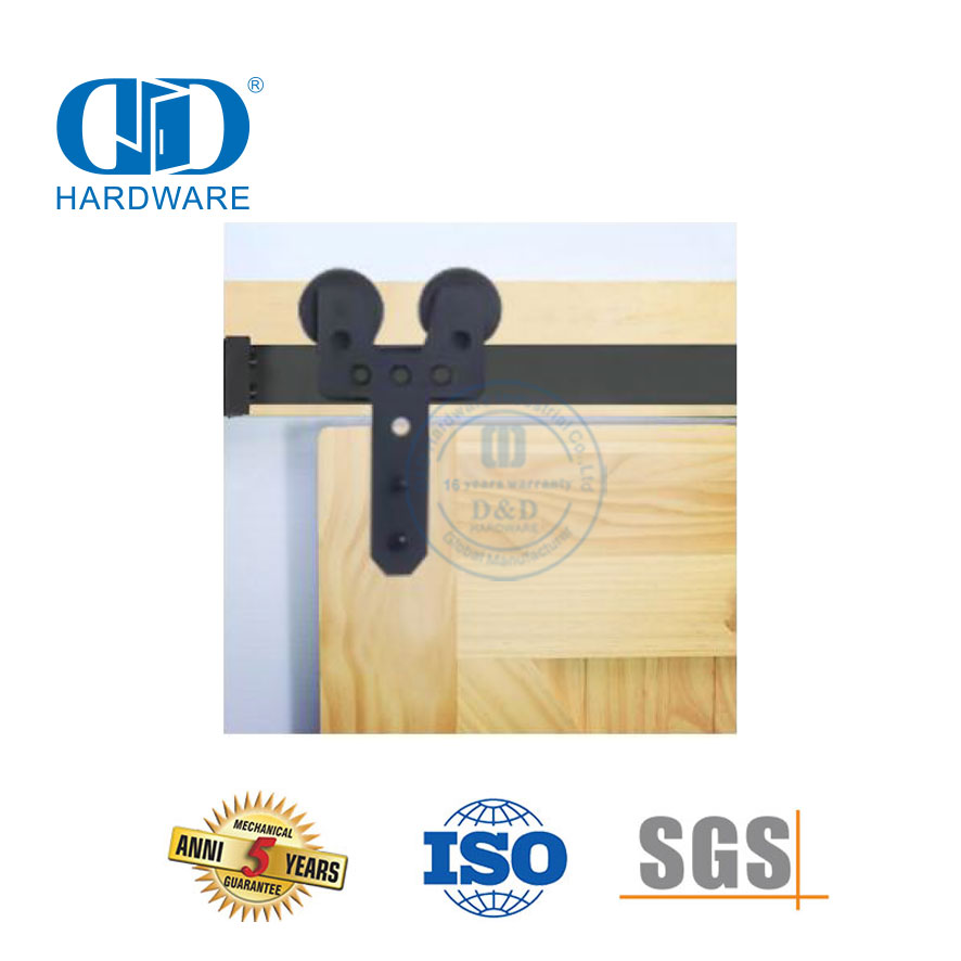 Stainless Steel Mudah Menginstal Sliding Barn Pintu Kayu Rel Track Roller Peralatan Kit Pintu Gudang Hardware-DDBD008