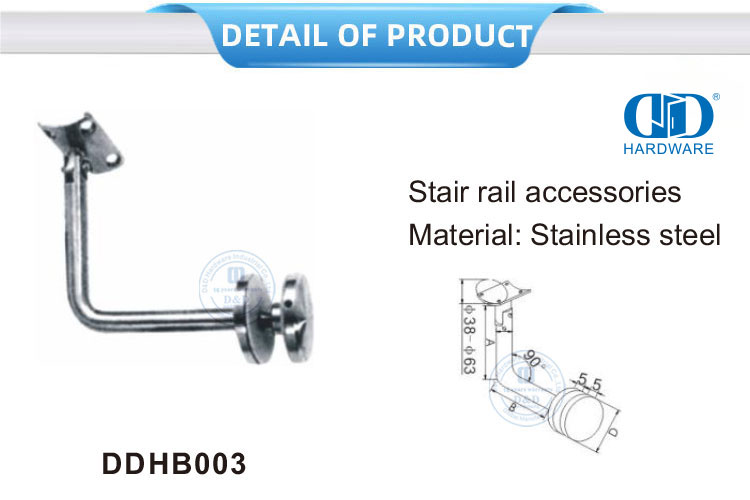 Braket Dinding Pagar Tangga Baja Tahan Karat Braket Pemasangan Dinding Braket Pegangan Kaca Pas-DDHB003