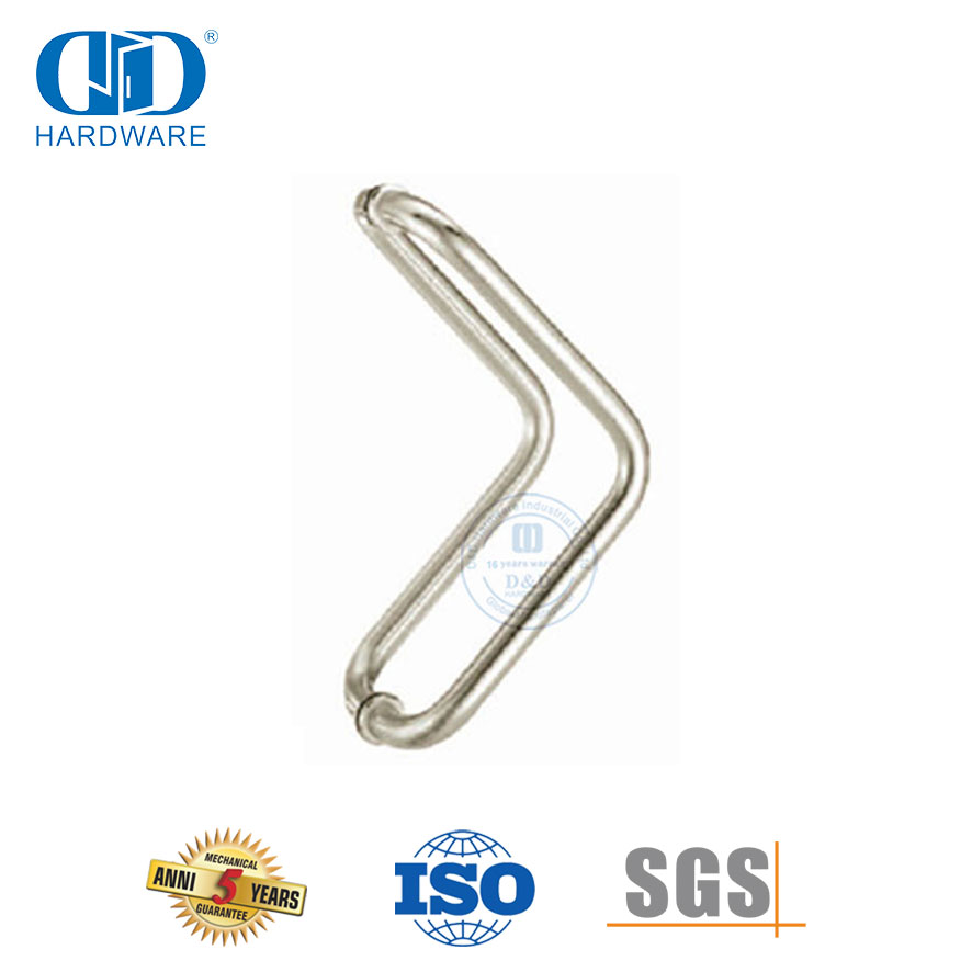 Pegangan Tarik Gaya Siku Belakang ke Belakang Dipasang Kaca Baja Tahan Karat Satin 316-DDPH012