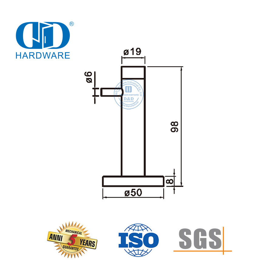 Penghenti Pintu Stainless Steel Tipe Terpasang di Dinding untuk Bangunan Tempat Tinggal-DDDS055