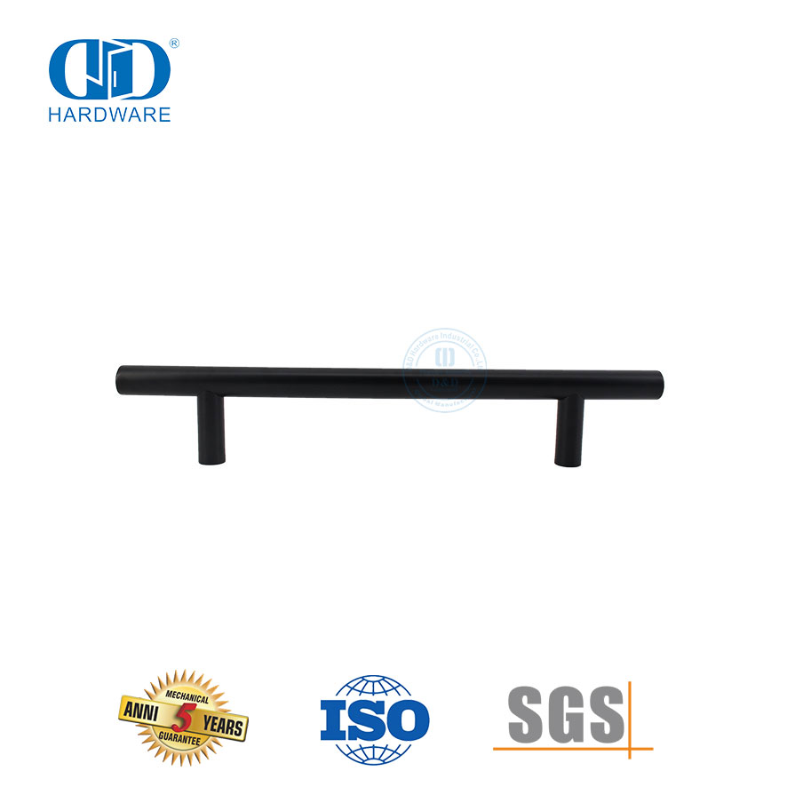 Perangkat Perabot Mewah Hitam Pintu Kayu Stainless Steel T Bar Pegangan Tarik Berongga-DDPH031-MB