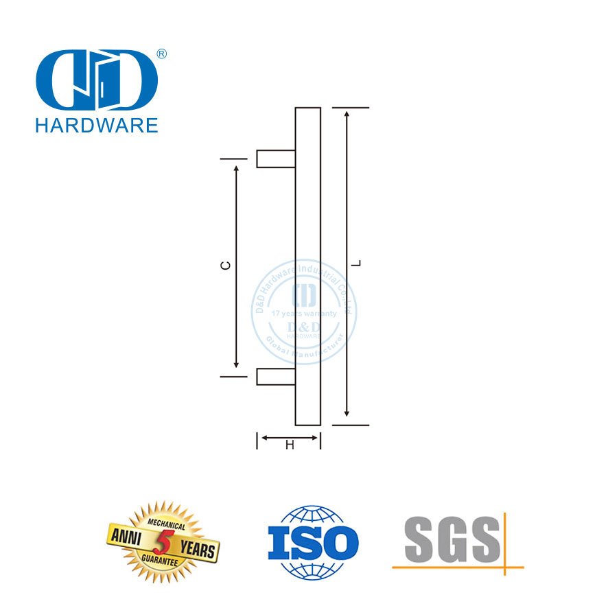 Gagang Tarik Stainless Steel Matte Black Finish untuk Pintu Kaca Perumahan-DDPH016-D-MB