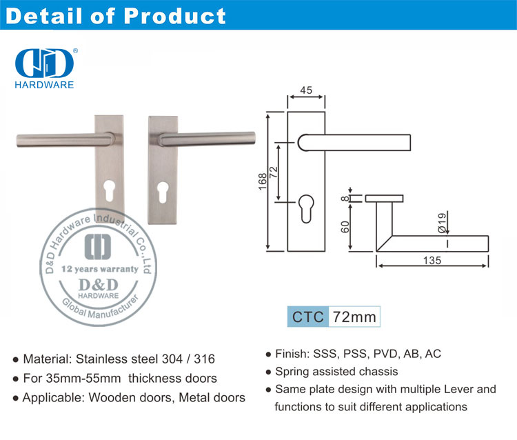 Gagang Tuas dengan Pelat Persegi Panjang